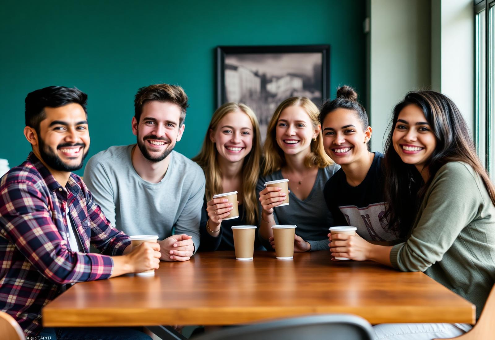 Grupo de personas conversando en torno a una mesa